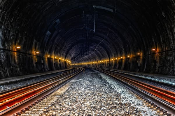 Underground railway tunnel demonstrating GNSS-denied environment
